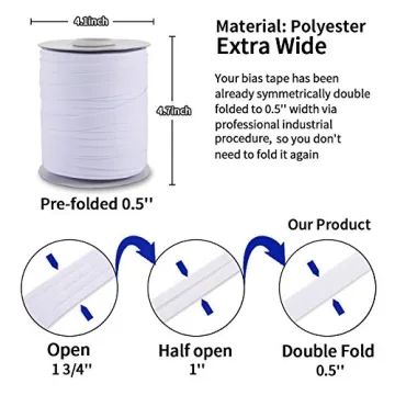 Double Fold Bias Tape - 55 Yards for Quilting & Crafting