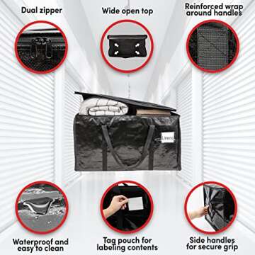 Extra Large Packing Bags - 10-Pack Heavy Duty Moving Totes