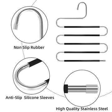 GoodtoU Pant Hangers Space Saving 10 pcs Black Non-Slip S-Type Jeans Hangers for Men and Women