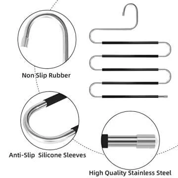 GoodtoU Pant Hangers Space Saving 10 pcs Black Non-Slip S-Type Jeans Hangers for Men and Women