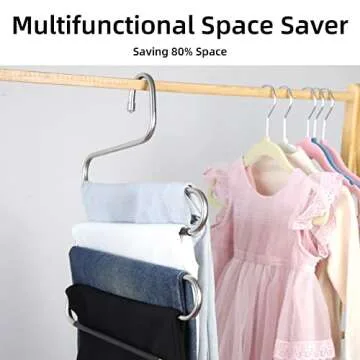 GoodtoU Pant Hangers Space Saving 10 pcs Black Non-Slip S-Type Jeans Hangers for Men and Women