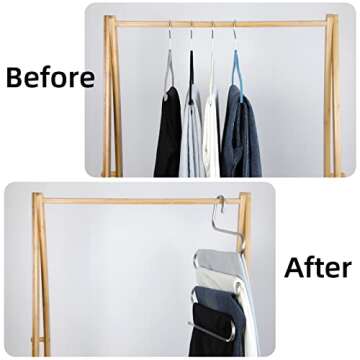GoodtoU Pant Hangers Space Saving 10 pcs Black Non-Slip S-Type Jeans Hangers for Men and Women
