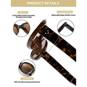 Zeelool Retro Oval Sunglasses for Women with UV400 Protection