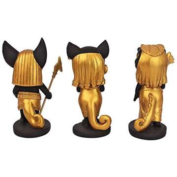 Design Toscano QS9241064 Wee Gods of The Egyptian Realm Statue, Set of 3, Two Tone Black & Gold