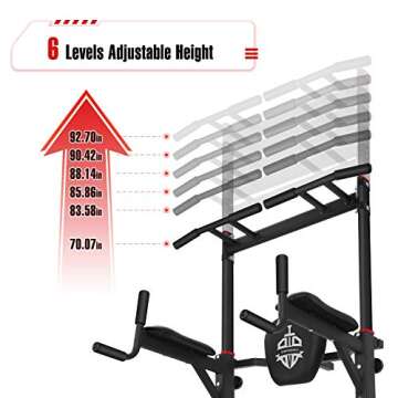 Sportsroyals Power Tower Pull Up Dip Station Assistive Trainer Multi-Function Home Gym Strength Training Fitness Equipment 440LBS