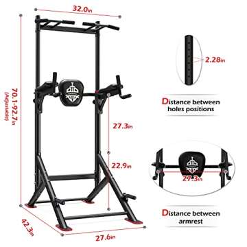 Sportsroyals Power Tower Pull Up Dip Station Assistive Trainer Multi-Function Home Gym Strength Training Fitness Equipment 440LBS