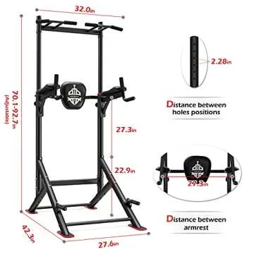 Sportsroyals Power Tower Pull Up Dip Station Assistive Trainer Multi-Function Home Gym Strength Training Fitness Equipment 440LBS
