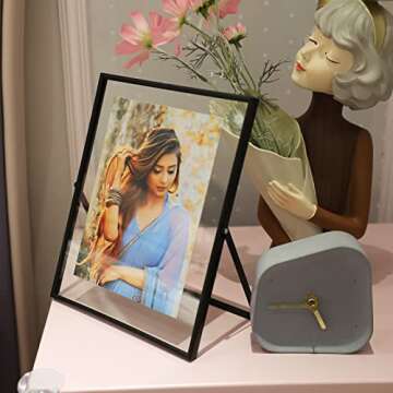 AhaGo Black Floating Frame (8"x10", Vertical), For Picture 7x9, 6x8, 5x7, Tabletop Shelf Photo Frame, Classy Gift For Mother's Day, Birthday or Wedding, Home or Office Décor