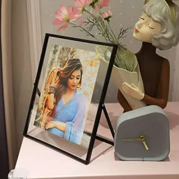 AhaGo Black Floating Frame (8"x10", Vertical), For Picture 7x9, 6x8, 5x7, Tabletop Shelf Photo Frame, Classy Gift For Mother's Day, Birthday or Wedding, Home or Office Décor