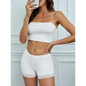 Chic Lace Trim Seamless Biker Shorts for Women