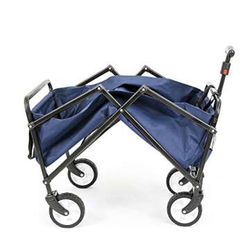 YSC Collapsible Folding Beach Outdoor Utility Wagon (Navy Blue)