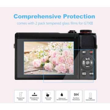 Pocoukate Case for Canon G7X Mark III - Stylish Silicone Protection with Screen Protectors