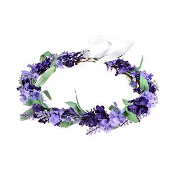 Vividsun Lavender Flower Crown Floral Wreath Headband Photo Props (Mix/purple)