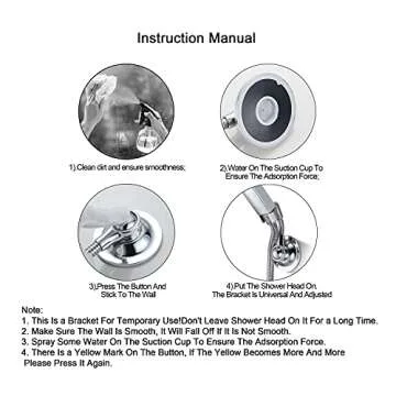 Bafeel Shower Head Holder Suction Cup Handheld Bracket Adjustable Height Shower Holder, Multi-Directional Removable Wall Mounted Suction Bracket