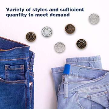 HanTech Premium Instant Jean Buttons, No Sew Replacement