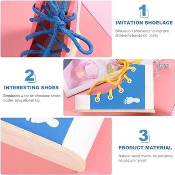 Mikily's Wooden Lacing Toy for Learning to Tie Shoes