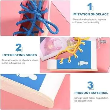 Mikily's Wooden Lacing Toy for Learning to Tie Shoes