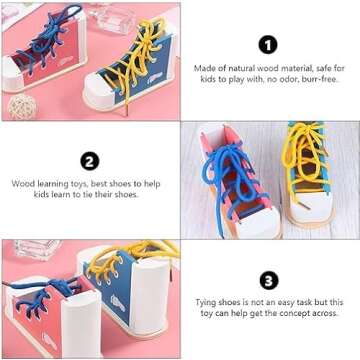 Mikily's Wooden Lacing Toy for Learning to Tie Shoes