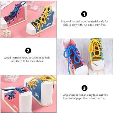 Mikily's Wooden Lacing Toy for Learning to Tie Shoes