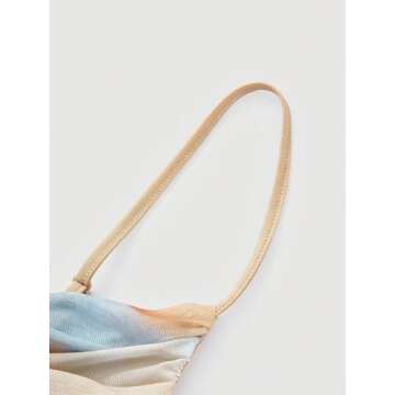 Floerns Women's Tie Dye Spaghetti Strap Cut Out One Shoulder Ruched Crop Cami Top Apricot M