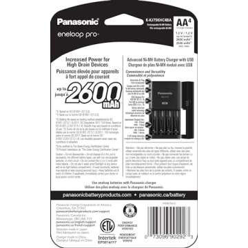 Panasonic Eneloop Pro AA Batteries & CC75 Charger - Reliable Power Solution