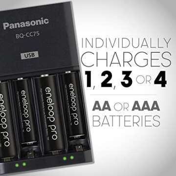 High-Capacity Eneloop Pro AA Batteries with CC75 Charger