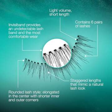 Ardell False Eyelashes, Natural Lashes 110 - Lightweight Reusable Strip Lashes, Eye-Lifting Effect, 5 Pairs + Bonus Pair