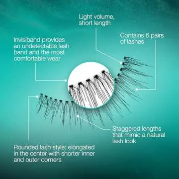 Ardell False Eyelashes, Natural Lashes 110 - Lightweight Reusable Strip Lashes, Eye-Lifting Effect, 5 Pairs + Bonus Pair