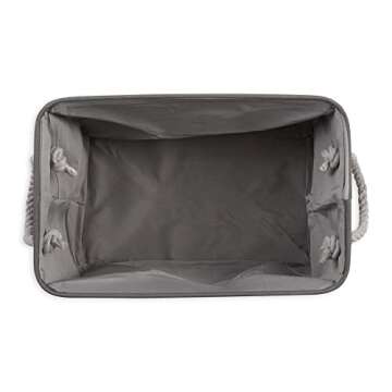 Bone Dry Pet Storage Collection Striped Paw Patch Bin, Medium Rectangle, Gray