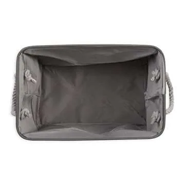 Bone Dry Pet Storage Collection Striped Paw Patch Bin, Medium Rectangle, Gray