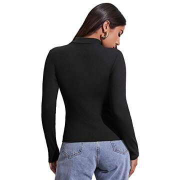 Floerns Women's Mock Neck Long Sleeve T Shirt Top Black S