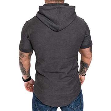 Lexiart Mens Fashion Hoodies Sport Pullover Solid Color Shirt Workout Lightweight Tops Dark Grey