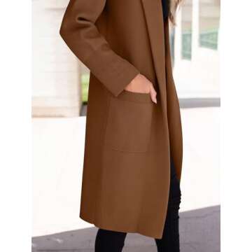 ANRABESS Women Cardigan Sweater Jackets Open Front Thick Knit Oversized Blazer Coatigan 2025 Fall Winter Long Coats Outwear CaramelSmall