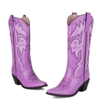 heelchic Womens Embroidered Cowboy Boots for Stylish Comfort