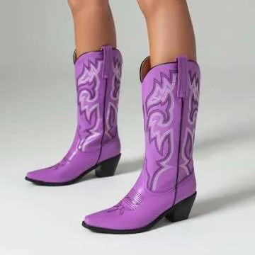 heelchic Womens Embroidered Cowboy Boots for Stylish Comfort