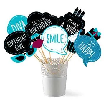 Glitter Birthday Photo Booth Props Set - Easy & Fun Decorations