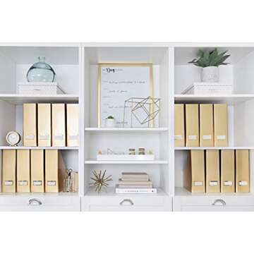 Blu Monaco Foldable Gold Magazine File Holder with Gold Label Holder - Set of 2 Cardboard Magazine Holder Boxes - Gold Desk Accessories