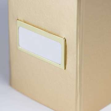 Blu Monaco Foldable Gold Magazine File Holder with Gold Label Holder - Set of 2 Cardboard Magazine Holder Boxes - Gold Desk Accessories