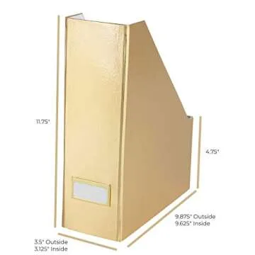 Blu Monaco Foldable Gold Magazine File Holder Set - 2 Pack