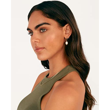 Stylish PAVOI Gold Plated Pearl Huggie Hoop Earrings