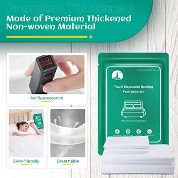 Disposable Bed Sheets for Hotel, Travelling Essentials with 2 Disposable Bath Towels 2 Disposable Fa...