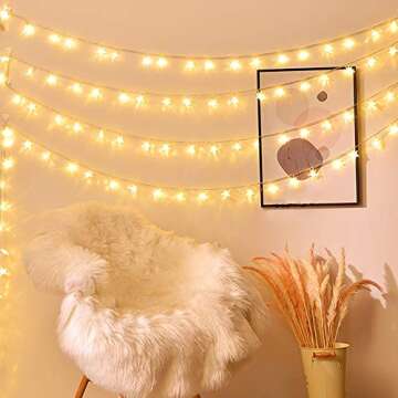Stars String Lights, 33 Foot 100pcs LED Star Twinkle Fairy Lights Plug Operated Waterproof Indoor and Outdoor Decoration for Patio Wedding Bedroom Princess Castle Play Tents Decorations (Warm White)