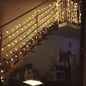 Stars String Lights, 33 Foot 100pcs LED Star Twinkle Fairy Lights Plug Operated Waterproof Indoor and Outdoor Decoration for Patio Wedding Bedroom Princess Castle Play Tents Decorations (Warm White)