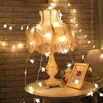 Stars String Lights, 33 Foot 100pcs LED Star Twinkle Fairy Lights Plug Operated Waterproof Indoor and Outdoor Decoration for Patio Wedding Bedroom Princess Castle Play Tents Decorations (Warm White)