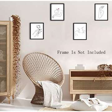 HPNIUB Nordic Fashion Women Art Print Set Of 4 (8”X10”） Abstract Figure Printing Gift For Women,Minimalist Rose Canvas Poster For Bedroom Living Room Decor,Modern Design Home Decoration No Frame