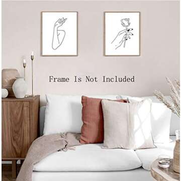 HPNIUB Nordic Fashion Women Art Print Set Of 4 (8”X10”） Abstract Figure Printing Gift For Women,Minimalist Rose Canvas Poster For Bedroom Living Room Decor,Modern Design Home Decoration No Frame
