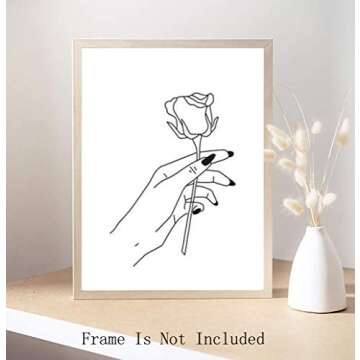 HPNIUB Nordic Fashion Women Art Print Set Of 4 (8”X10”） Abstract Figure Printing Gift For Women,Minimalist Rose Canvas Poster For Bedroom Living Room Decor,Modern Design Home Decoration No Frame