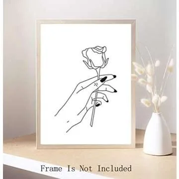 HPNIUB Nordic Fashion Women Art Print Set Of 4 (8”X10”） Abstract Figure Printing Gift For Women,Minimalist Rose Canvas Poster For Bedroom Living Room Decor,Modern Design Home Decoration No Frame