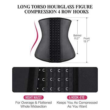 YIANNA Long Torso Waist Trainer for Women - Tummy Control Latex Underbust Corset