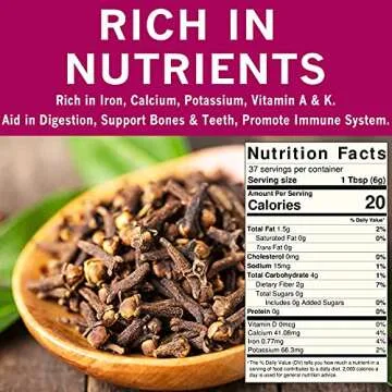Spices Village Whole Cloves, All Natural Dried Clove Buds, 7 Ounces, Kosher, Gluten Free, Non GMO, Whole Seeds Great for Food, Tea, Potpourri, KETO Friendly, Resealable Bulk Bag [Package may Vary]